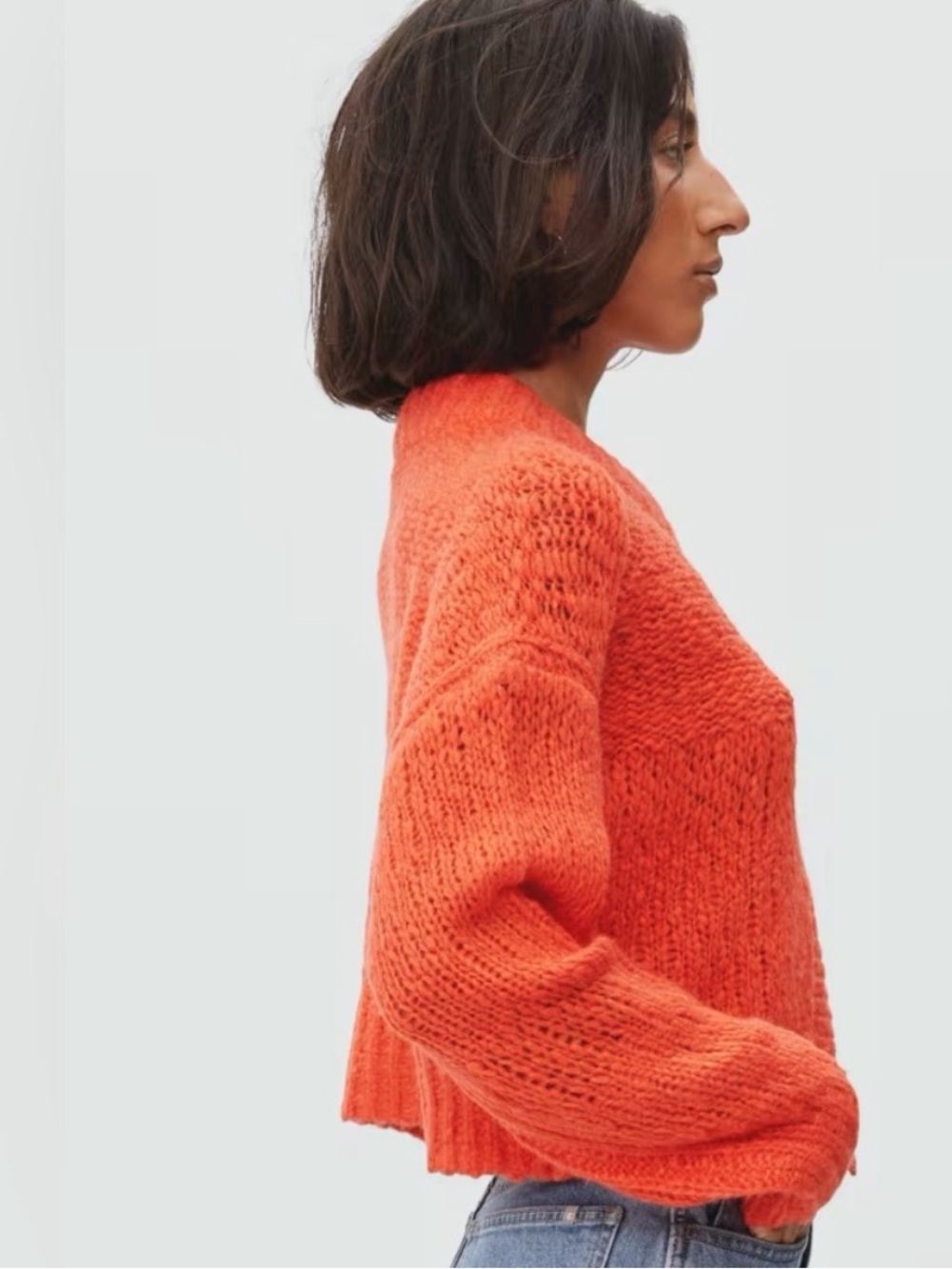 Everlane Bright Orange Lofty-Knit Button Cardigan - Picture 6 of 12